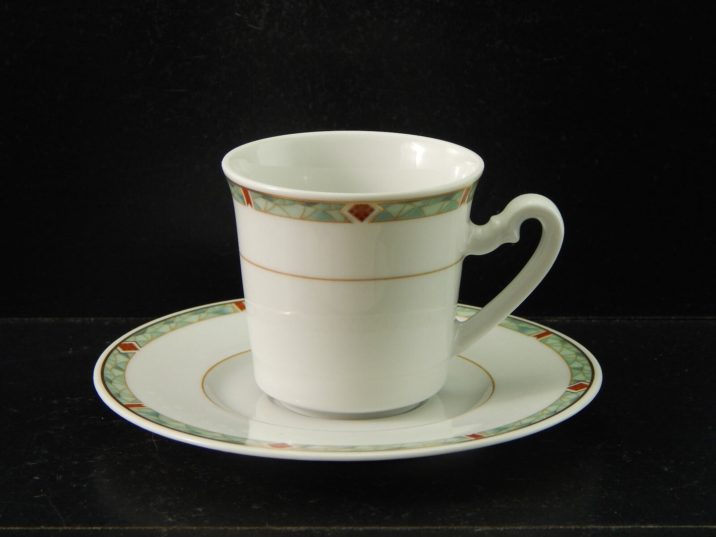 VINTAGE SERVIZIO 6 TAZZINE CAFFÈ PORCELLANA H W DESIGN BAVARIA STILE ART DECO