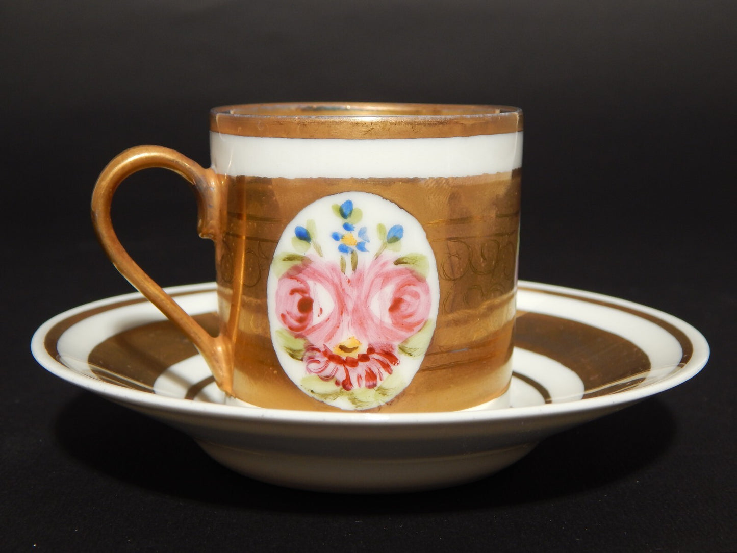 PREZIOSA RARA TAZZINA PORCELLANA LIMOGES DIPINTA A MANO POLICROMIA E ORO