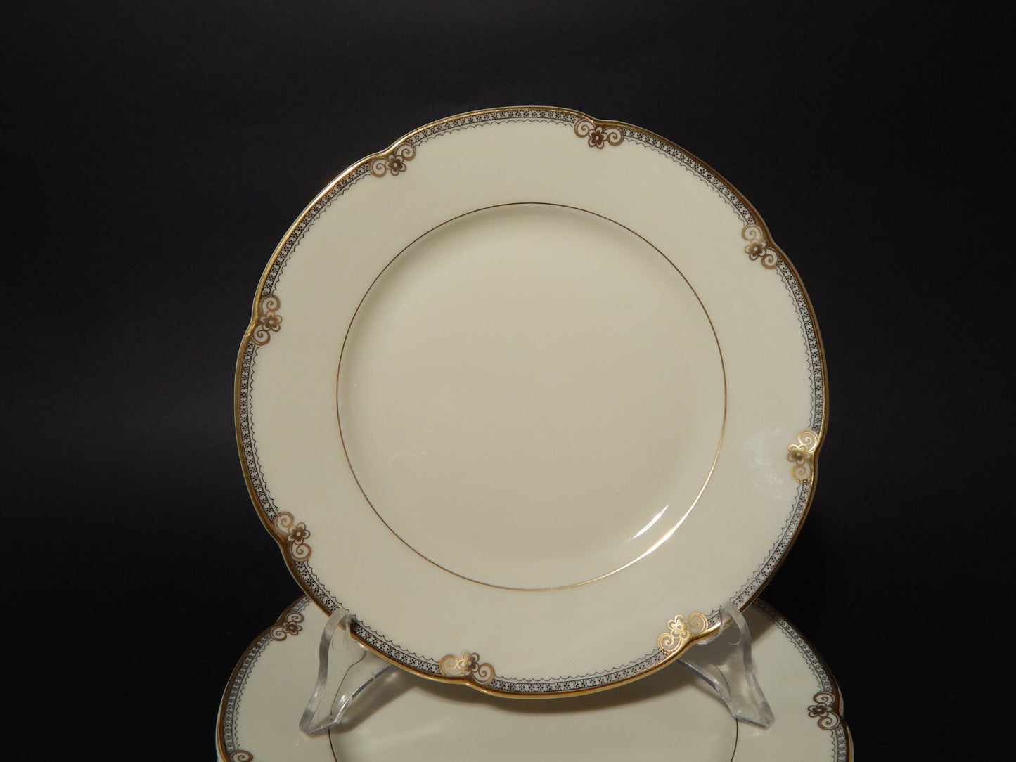 ANTICO EPOCA ART DECO SERVIZIO TORTA DESSERT 6 PIATTI PORCELLANA ROYAL TETTAU