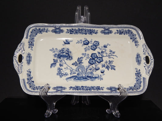 ANTICO VASSOIO SANDWICH APERITIVO CERAMICA INGLESE MASON’S MANCHU BIANCO BLU