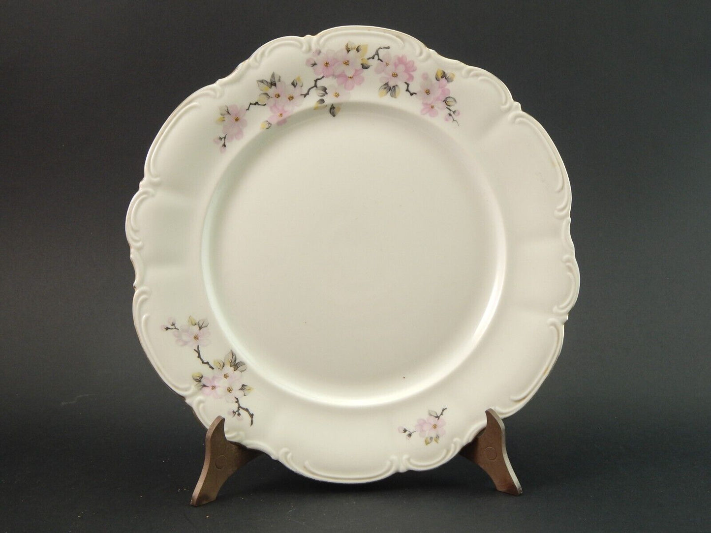 VINTAGE ROCAILLE VASSOIO ROTONDO DURKEN WALLDORF CERAMICA FIORE DI PESCO