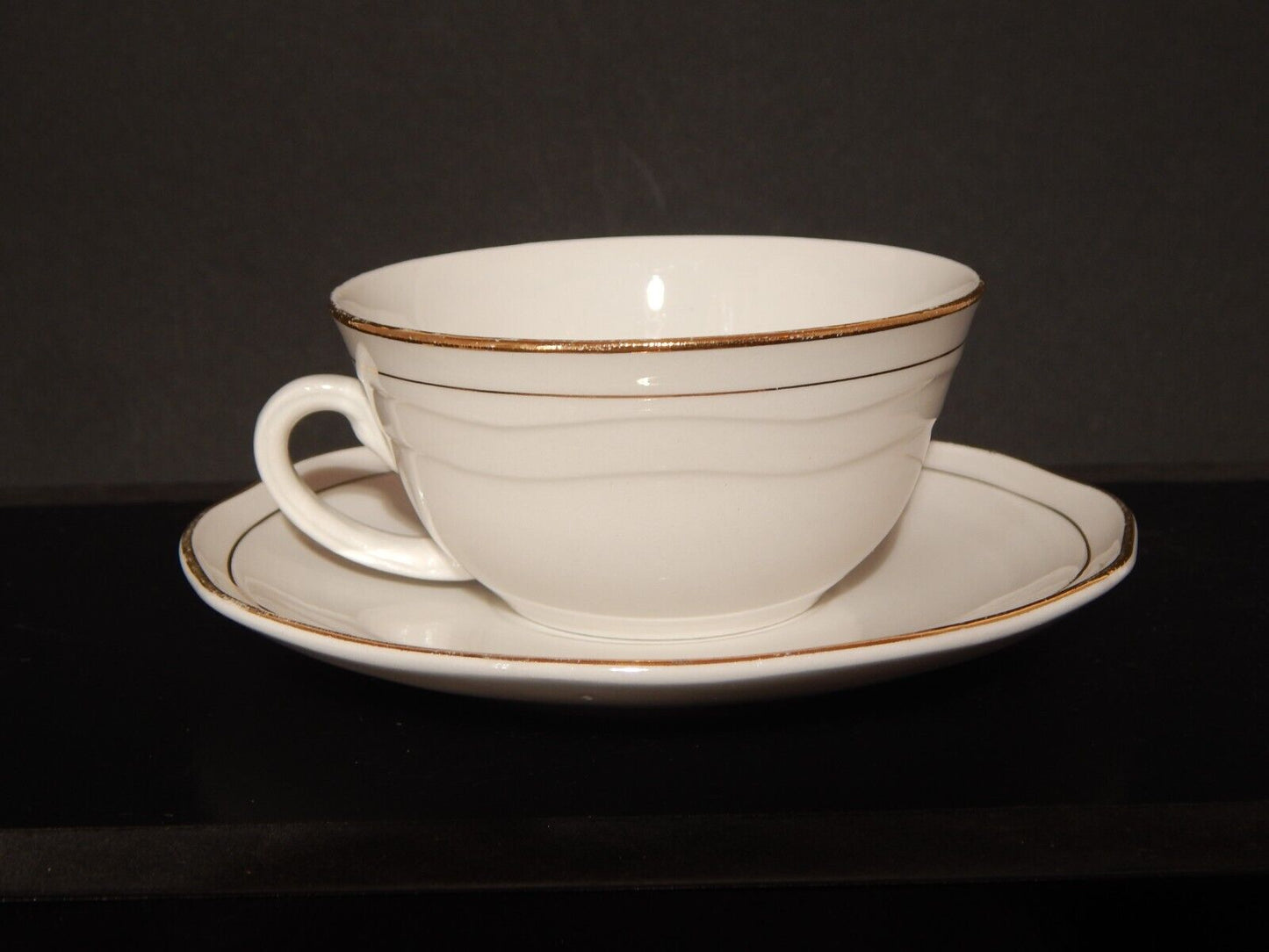 MODERNARIATO TAZZA TE' SOCIETA' CERAMICA ITALIANA LAVENO BIANCA PROFILI ORO #