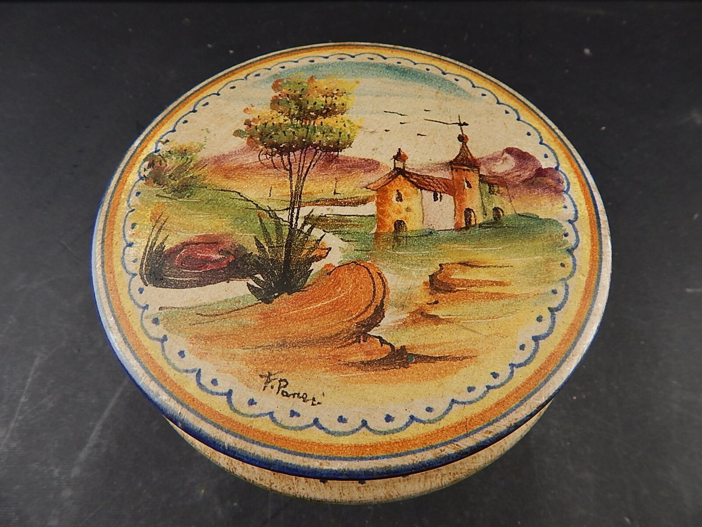 SCATOLA COFANETTO PORTA GIOIE CERAMICA MAIOLICHE ARTISTICHE DERUTA FIMA ASSISI