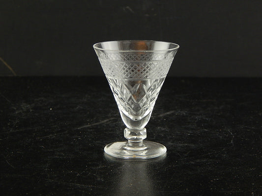 ANTICO ART DECO BICCHIERE CALICE CRISTALLO MOLATO 7 CM ALTEZZA