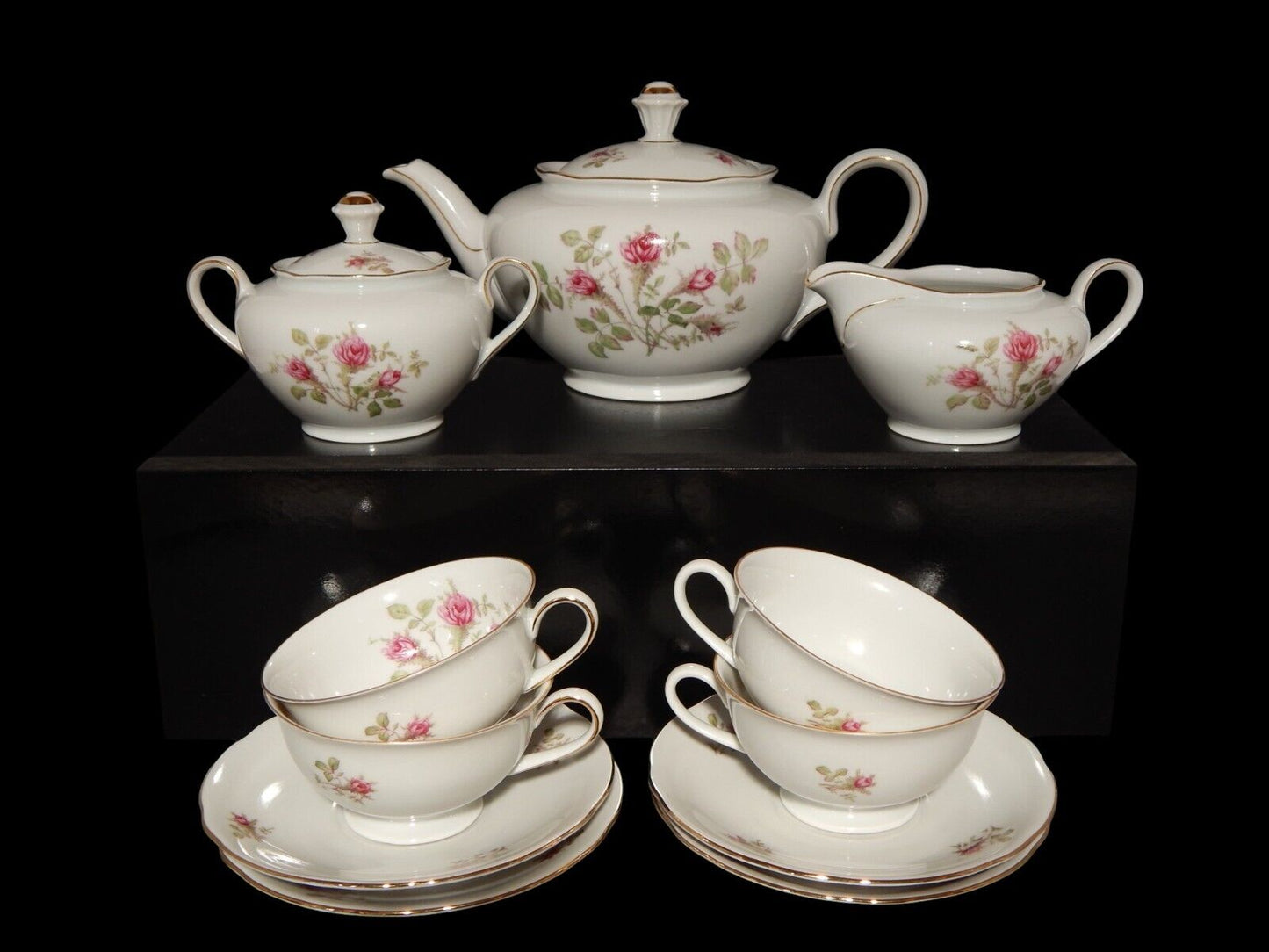 ANTICO SERVIZIO TÈ PORCELLANA BAVARIA OSCAR SCHALLER RHEINPFALZ ROSA CANINA