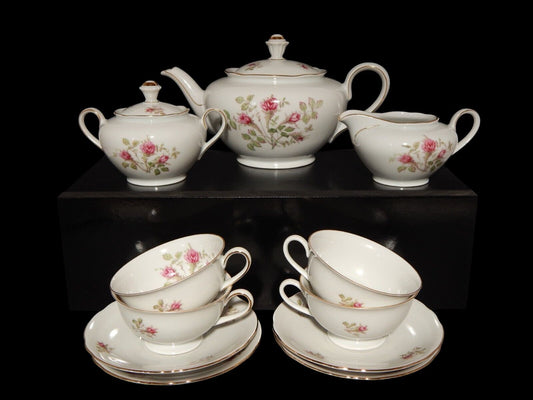 ANTICO SERVIZIO TÈ PORCELLANA BAVARIA OSCAR SCHALLER RHEINPFALZ ROSA CANINA