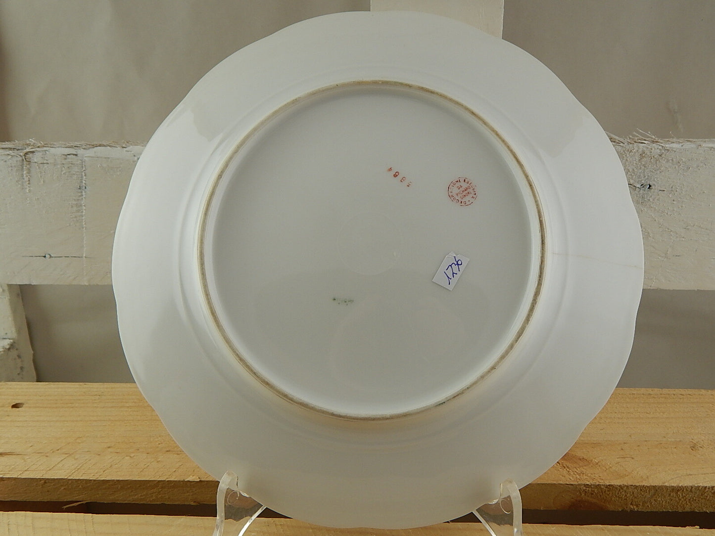 ANTICO RARO PIATTO PORCELLANA GINORI FINE 800 PROFILO VERDE #1736