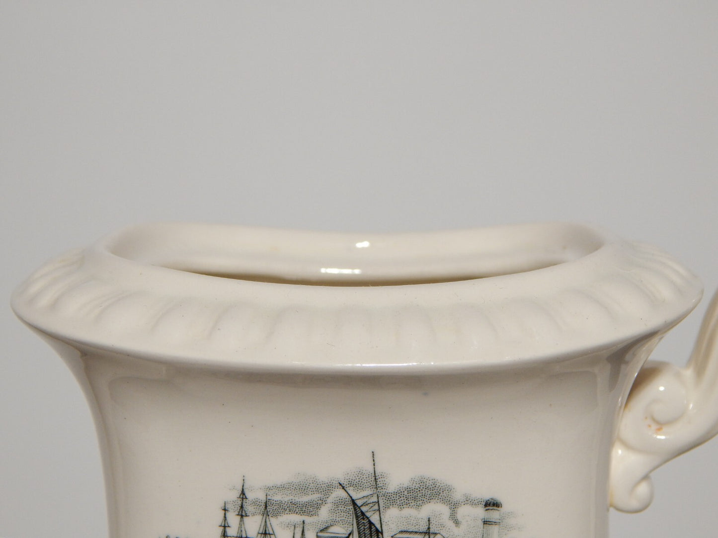 ANTICA RARA CAFFETTIERA INGLESE SEMI PORCELLANA COPELAND SPODE PAESAGGIO MARINO