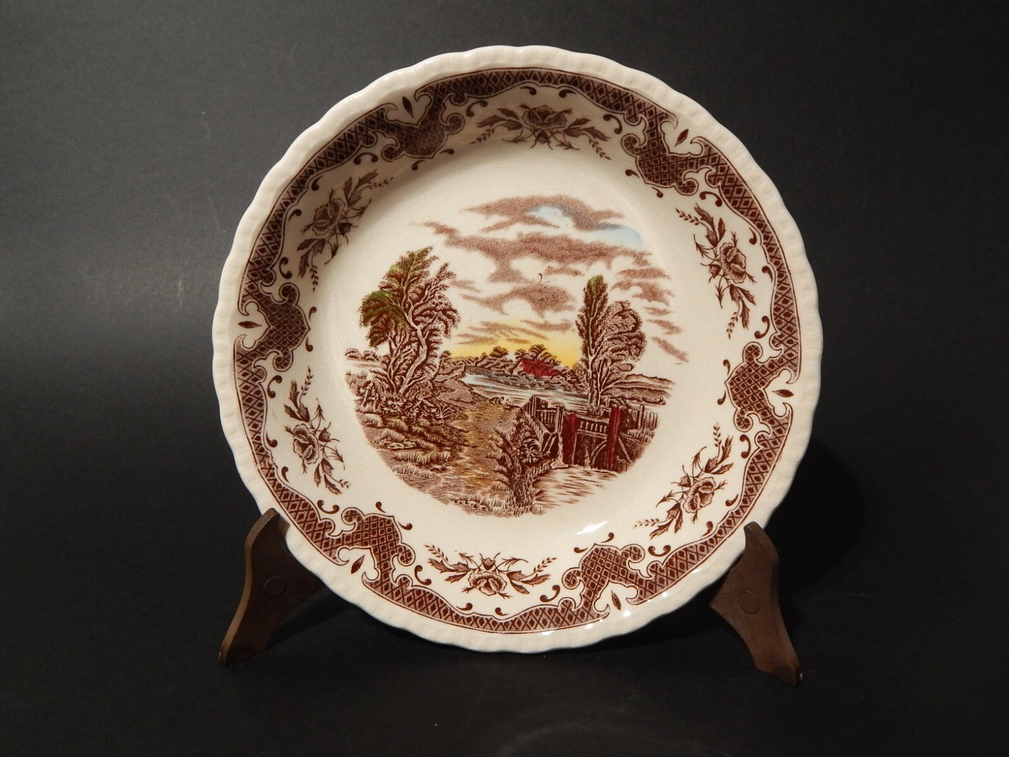 VINTAGE SET 2 CIOTOLE CERAMICA W. H. GRINDLEY STAMPA MANO SCENES AFTER CONSTABLE