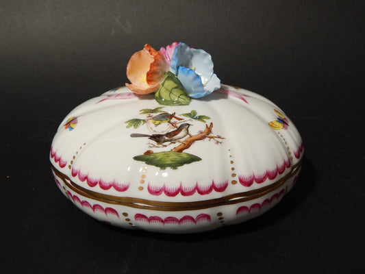 PORCELLANA HEREND PREZIOSO COFANETTO BOMBONIERA PORCELLANA ROTHSCHILD