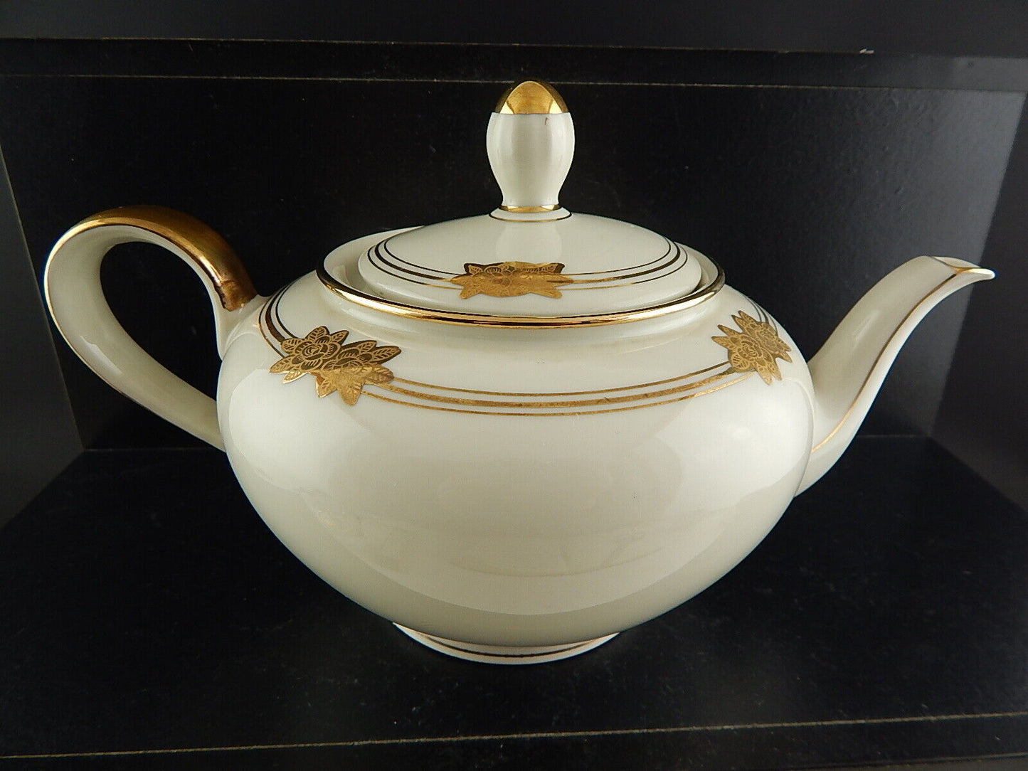 ANTICO SERVIZIO TÈ ART DECO PORCELLANA AVORIO ROSE ORO BAVARIA OSCAR SCHALLER