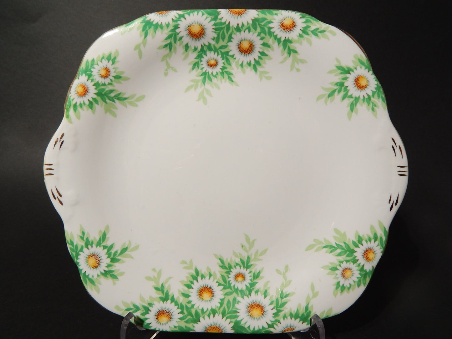 ANTICO VASSOIO PIATTO TORTA PORCELLANA INGLESE PRIMO 900 DAISY MARGHERITE