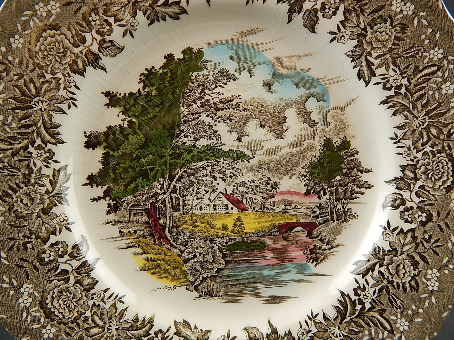 VINTAGE PIATTO SEMI PORCELLANA STAFFORSHIRE GRINDLEY COUNTRY STYLE