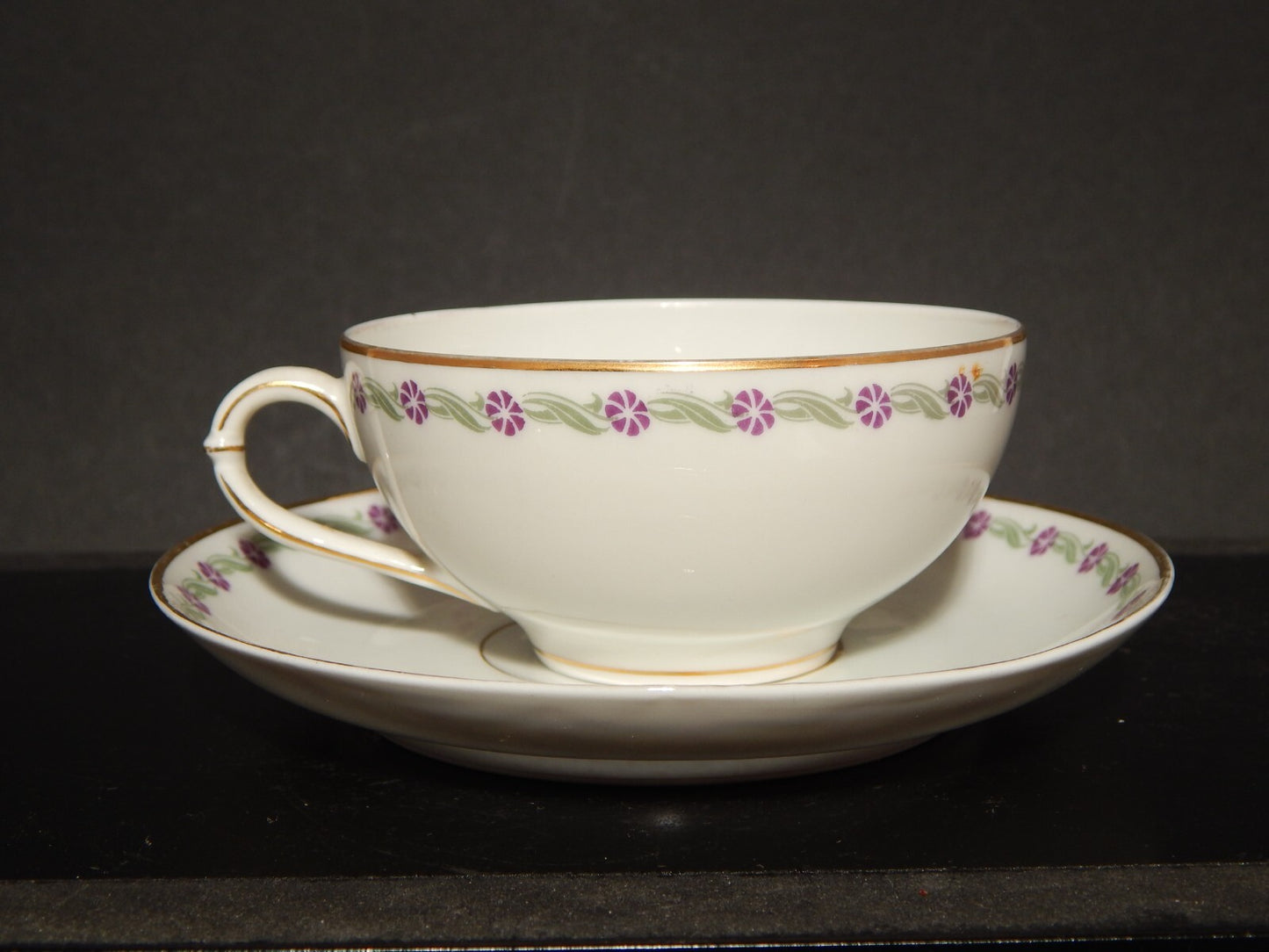 ANTICA TAZZA TE' 1900-30 PORCELLANA RICHARD GINORI CARTIGLIO PITTORIA DI DOCCIA