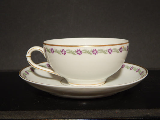 ANTICA TAZZA TE' 1900-30 PORCELLANA RICHARD GINORI CARTIGLIO PITTORIA DI DOCCIA