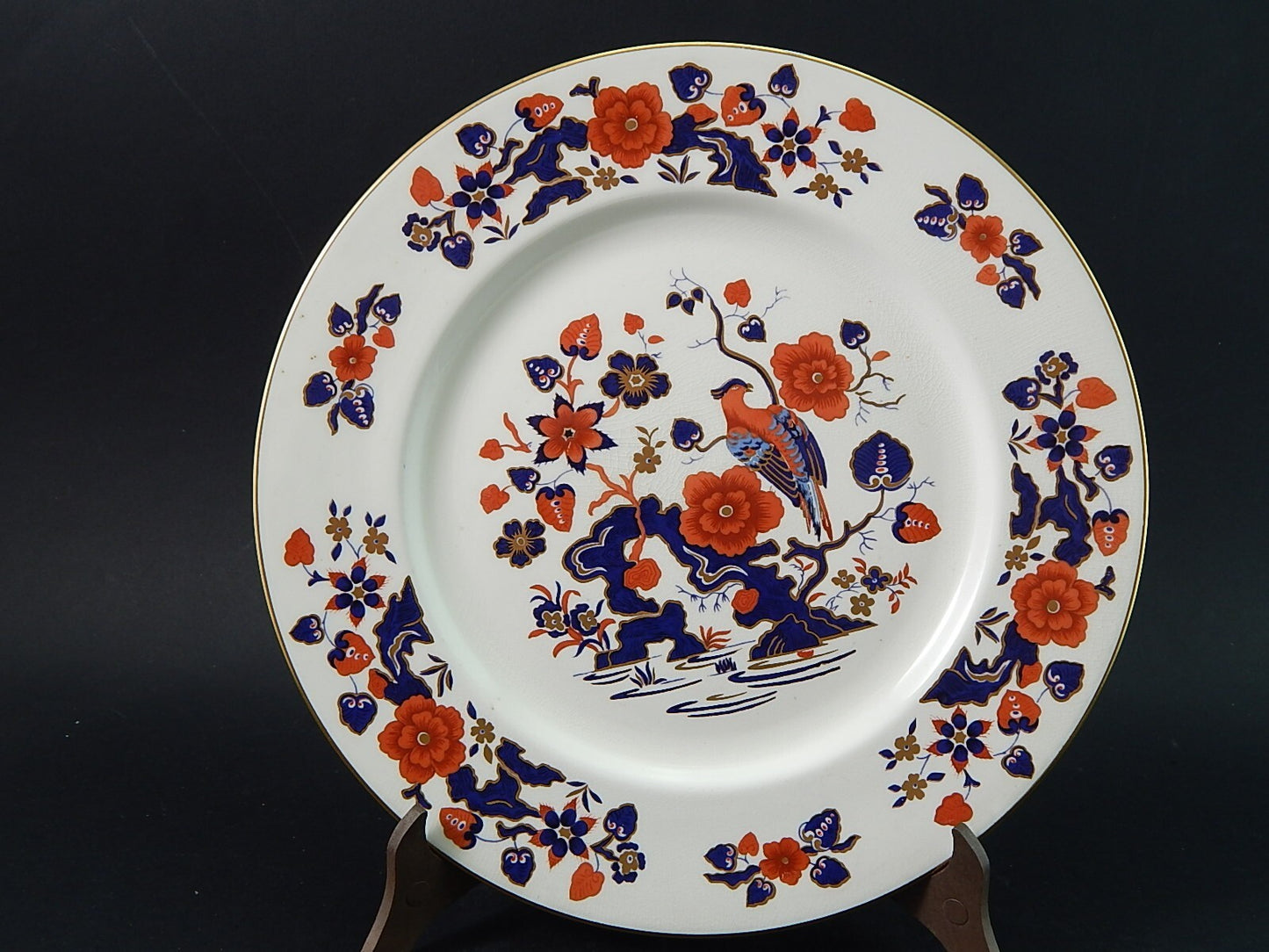 VINTAGE PIATTO PORCELLANA INGLESE MARCHIO AYNSLEY POLICROMO UCCELLO PARADISO