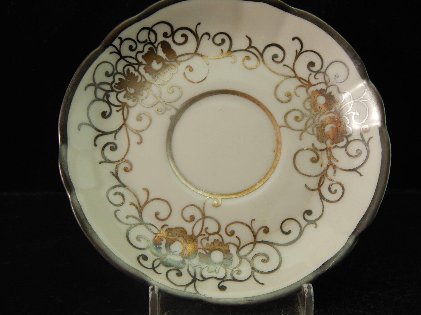 ANTICA TAZZINA CAFFE' PORCELLANA VERBANO LAVENO ART DECO DECORO ARGENTO