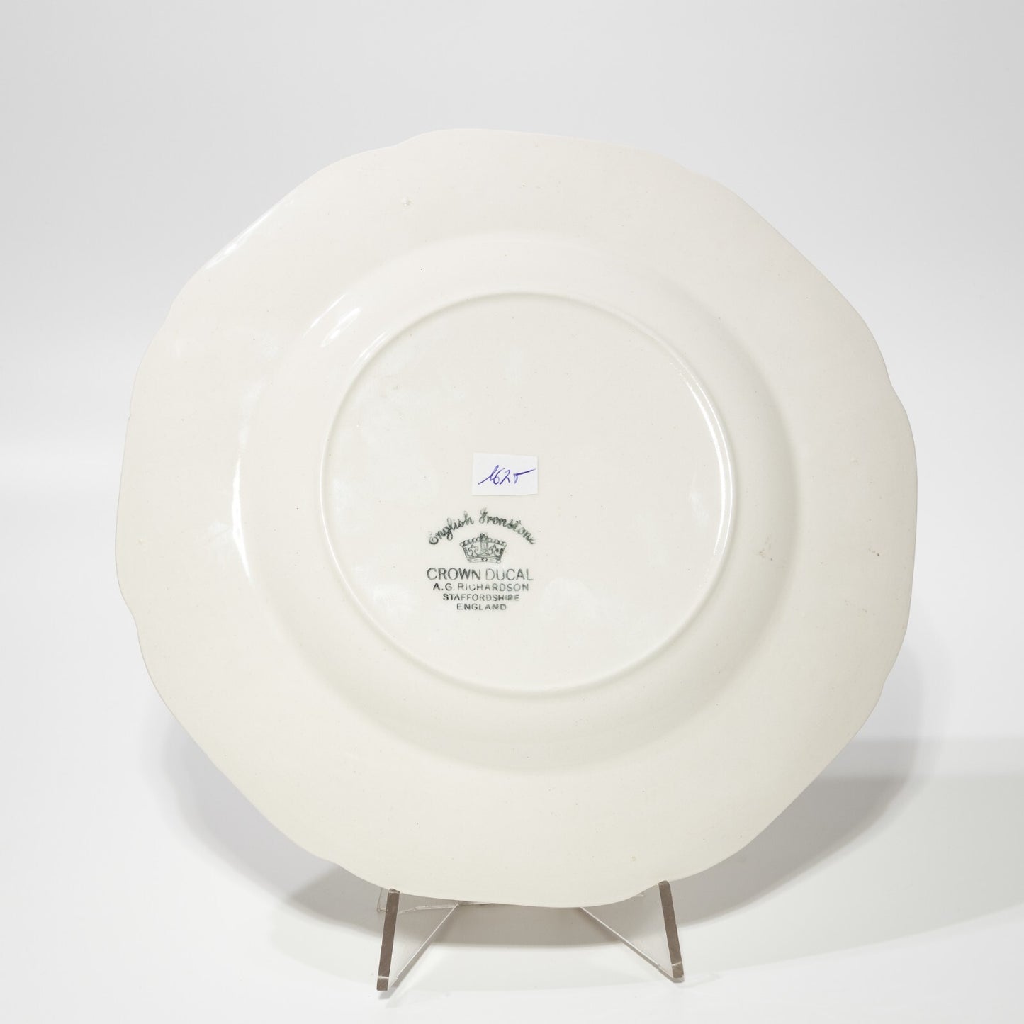 VINTAGE PIATTO CERAMICA BIANCA BARBOTINE CROWN DUCAL A. G. RICHARDSON