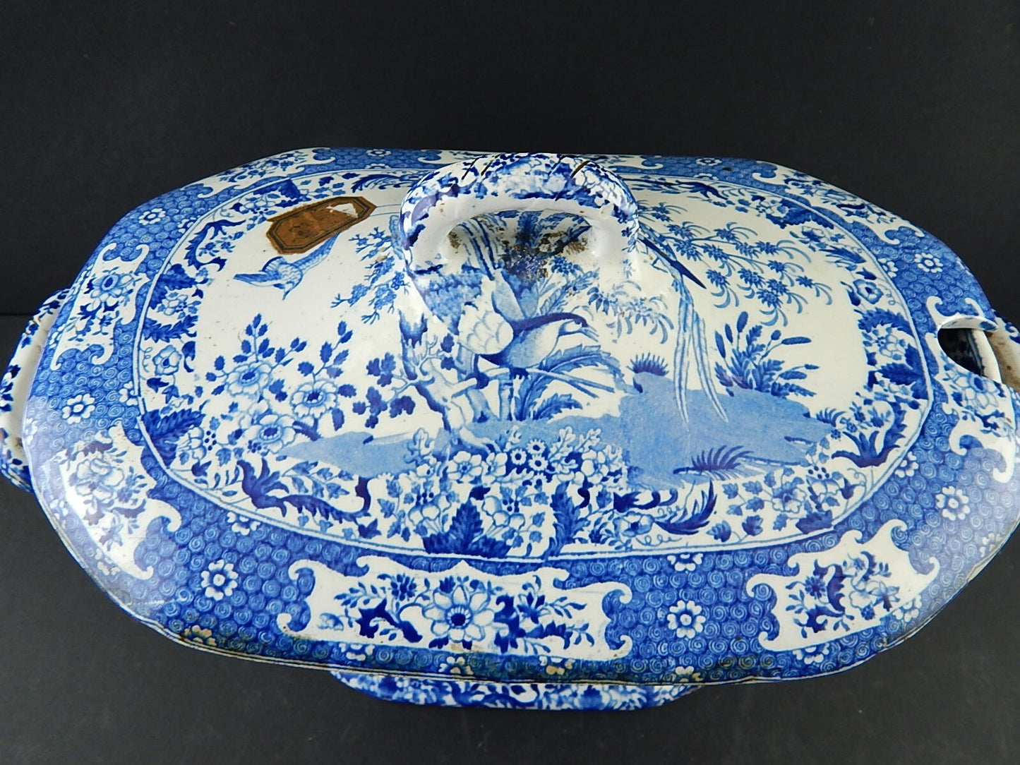 ANTICA INTROVABILE CENTROTAVOLA ZUPPIERA CERAMICA FINE 1700 GEORGIAN PERIOD