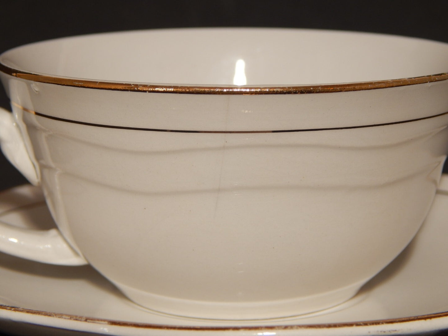 MODERNARIATO TAZZA TE' SOCIETA' CERAMICA ITALIANA LAVENO BIANCA PROFILI ORO