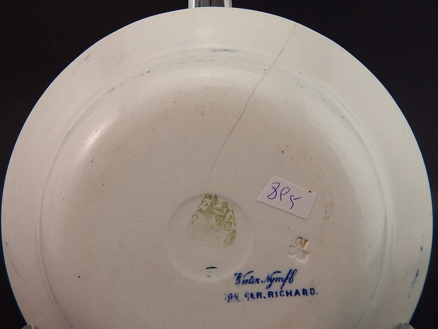 ANTICO PIATTO FONDO NINFEE BLU CERAMICA RICHARD MILANO FINE 800 WATER NYMPH A895