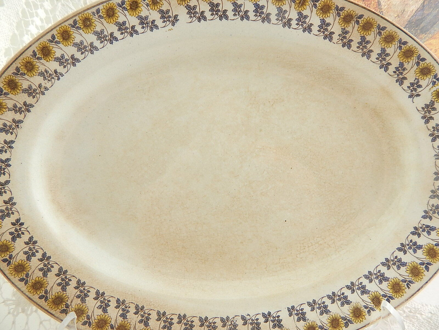 ANTICO ART NOUVEAU VASSOIO RAVIERA SOCIETÀ CERAMICA ITALIANA LAVENO I GIRASOLI #