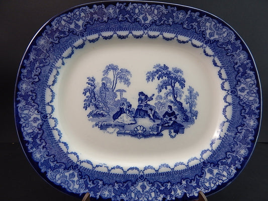 PORCELLANA ROYAL DOULTON BURSLEM WATTEAU ANTICO VASSOIO FINE 800 LA SERENATA