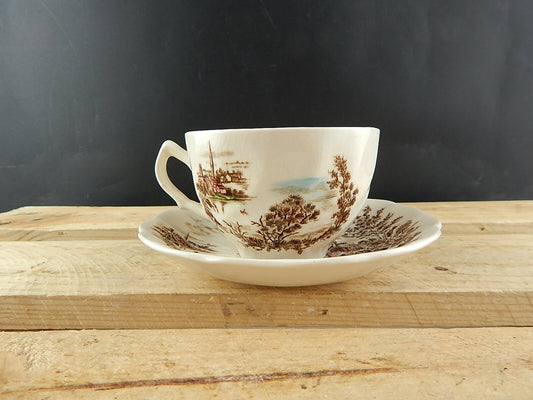 VINTAGE SEMI PORCELLANA JOHNSON BROS COLLEZIONE ANCIENT TOWERS TAZZA TE'