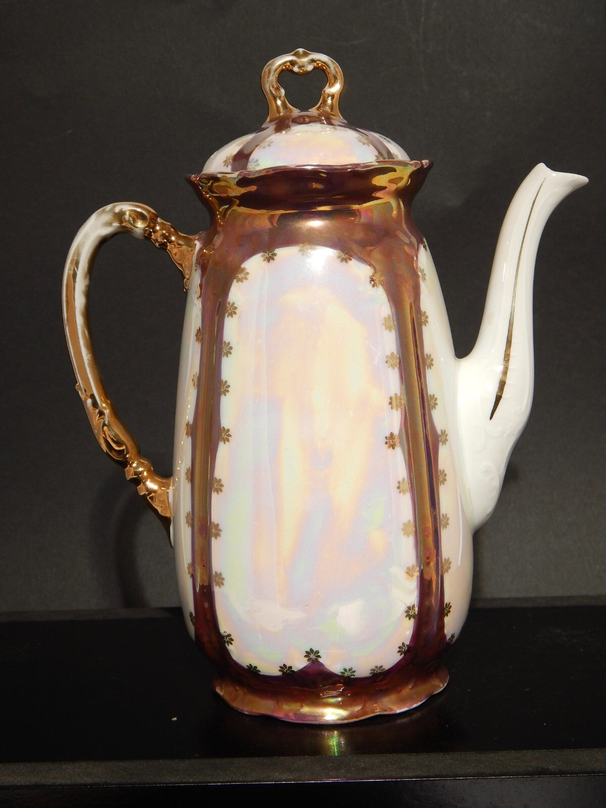 ANTICA LIBERTY PREZIOSA CAFFETTIERA PORCELLANA GINORI 1896-1910 DECORO A LUSTRO