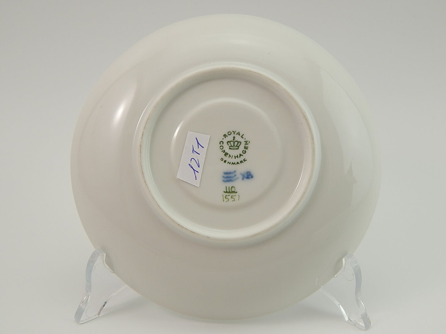 VINTAGE TAZZA DA TE' ROYAL COPENHAGEN FIORI VERDI GREEN FLOWER CURVED TEA CUP