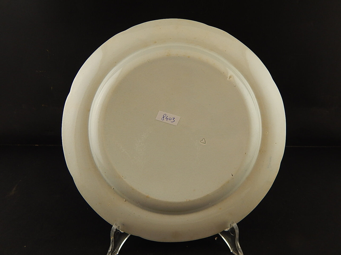 ANTICO DEL 1854 AUTENTICO RARO PIATTO SEMI PORCELLANA WEDGWOOD BIANCO E BLU