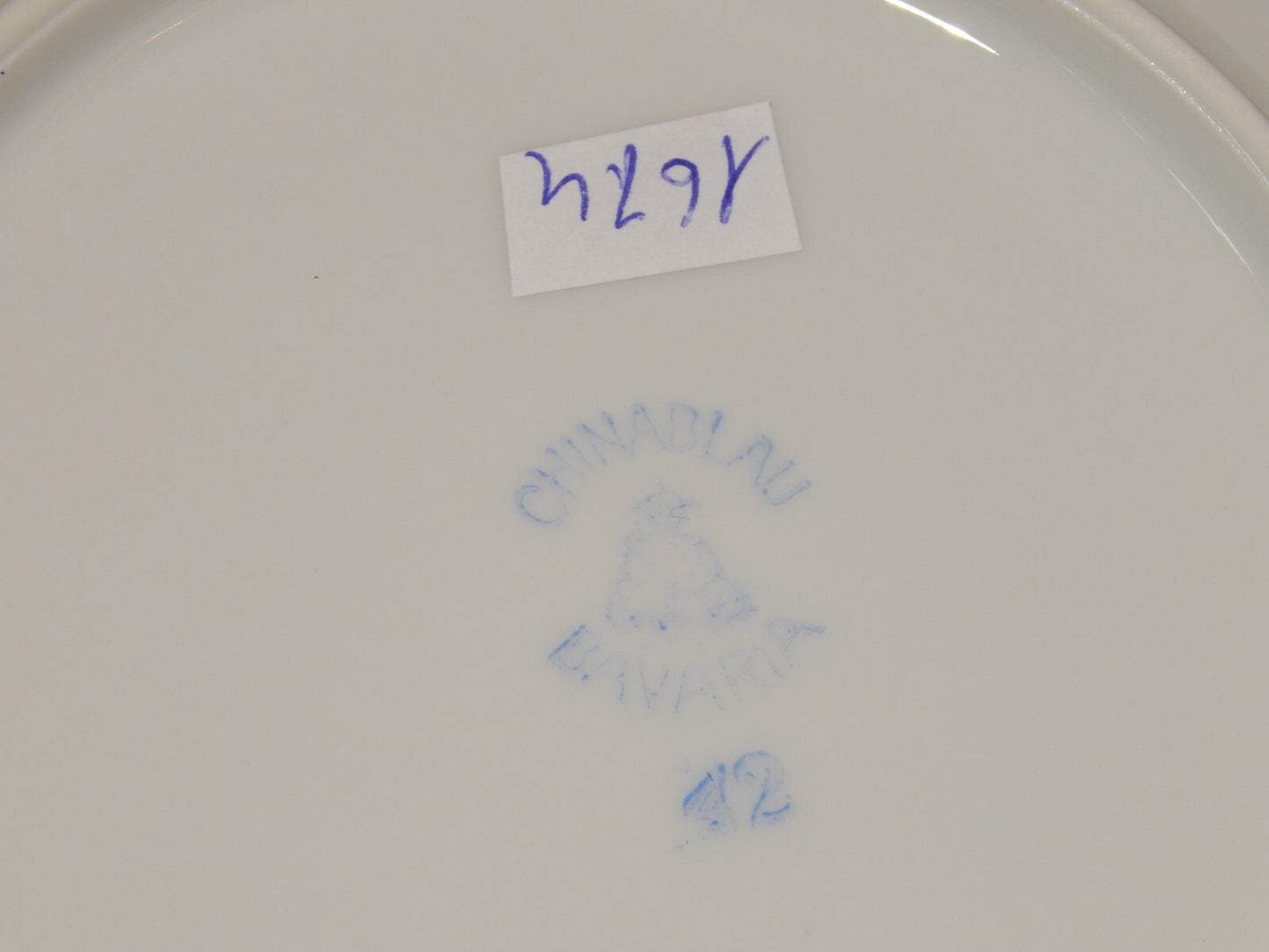 ANTICO SERVIZIO DESSERT O TORTA 6 PIATTI PORCELLANA BAVARIA DECORO BLAU CHINA