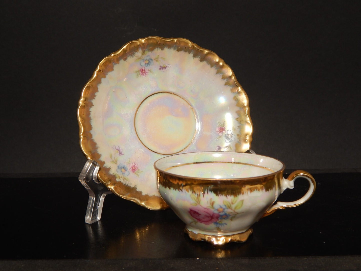 ANTICA TAZZINA CAFFE' PORCELLANA DECORO LUSTRO BAVARIA SELTMANN THERESIA LA ROSA