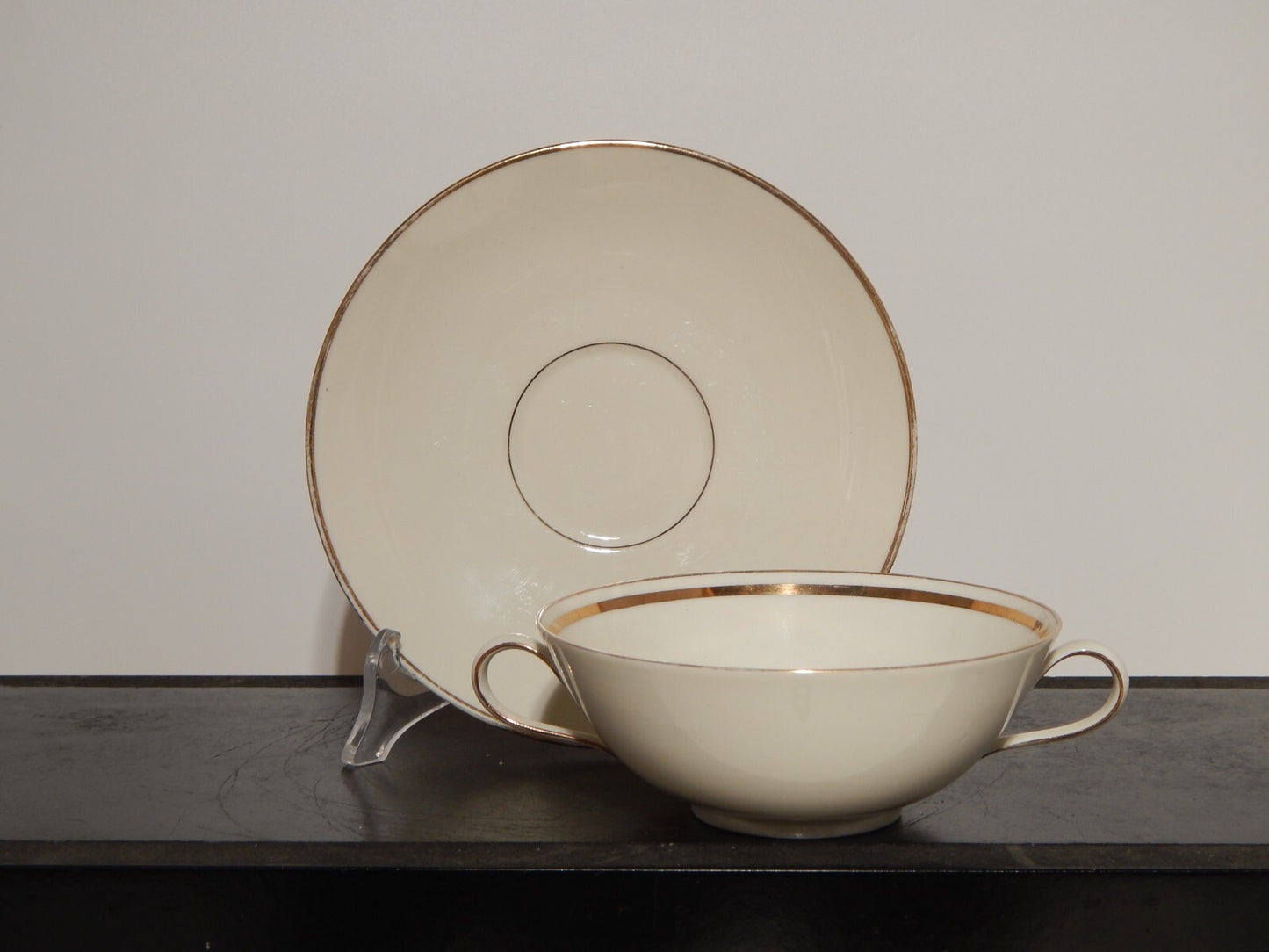 ANTICO SET 6 TAZZE BRODO STILE IMPERO PORCELLANA ORO BAVARIA SELTMANN WEIDEN