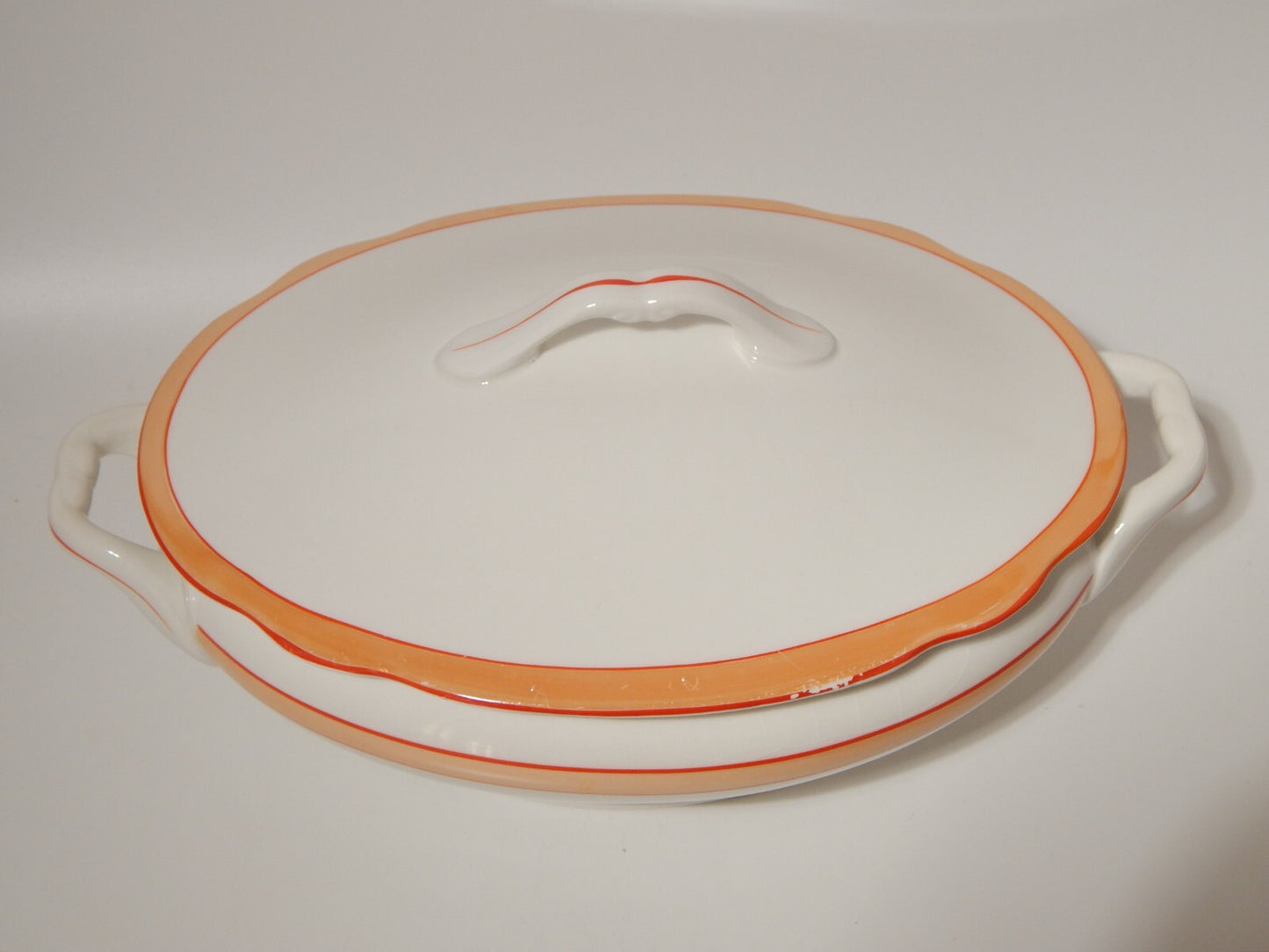 ANTICA RARA ZUPPIERA CENTROTAVOLA SOCIETÀ CERAMICA REVELLI LAVENO FASCIA ARANCIO