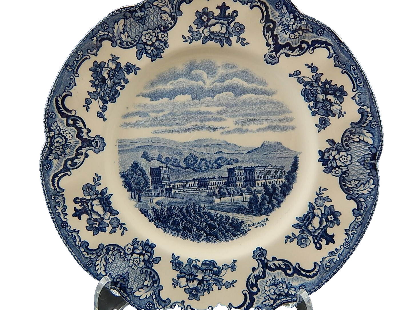 VINTAGE JOHNSON BROS OLD BRITAIN CASTLE BLU PIATTO DESSERT DOLCE SEMI-PORCELLANA