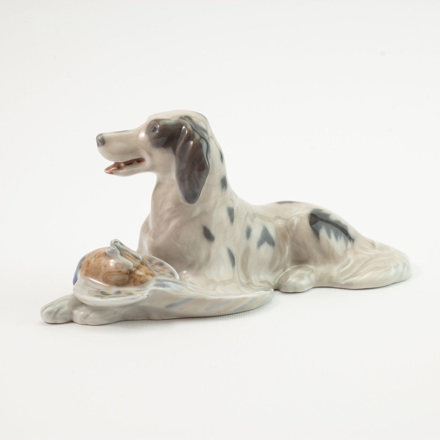 STATUINA PORCELLANA ROYAL COPENHAGEN "Setter con Fagiano" 1533 ORIGINALE 8x17x7