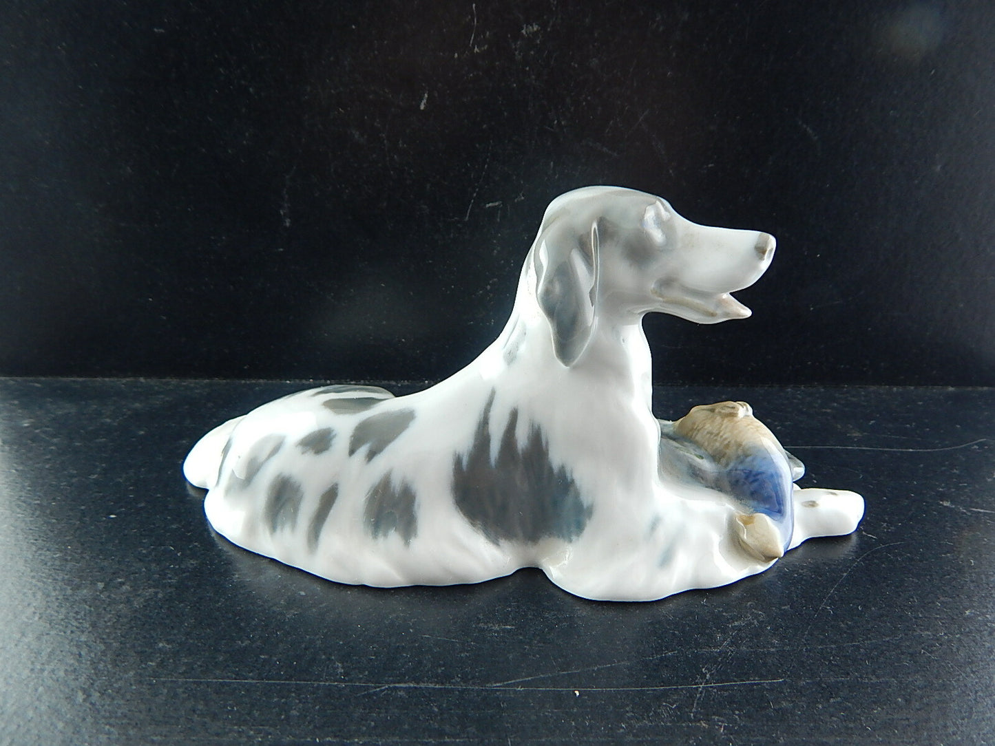 VINTAGE ROYAL COPENHAGEN RARA AUTENTICA STATUINA PORCELLANA SETTER CON FAGIANO