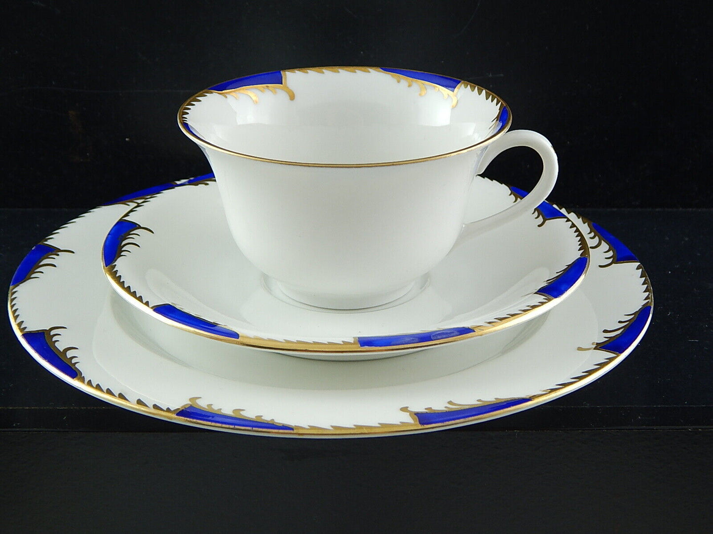 ANTICO ART DECO SET TRIO TAZZA TÈ PORCELLANA WÜRTTEMBERG BAUER&PFEIFFER