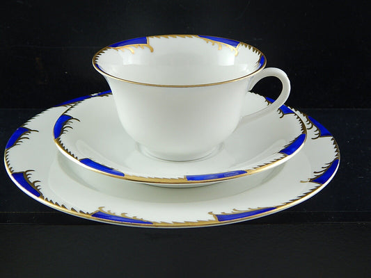 ANTICO ART DECO SET TRIO TAZZA TÈ PORCELLANA WÜRTTEMBERG BAUER&PFEIFFER
