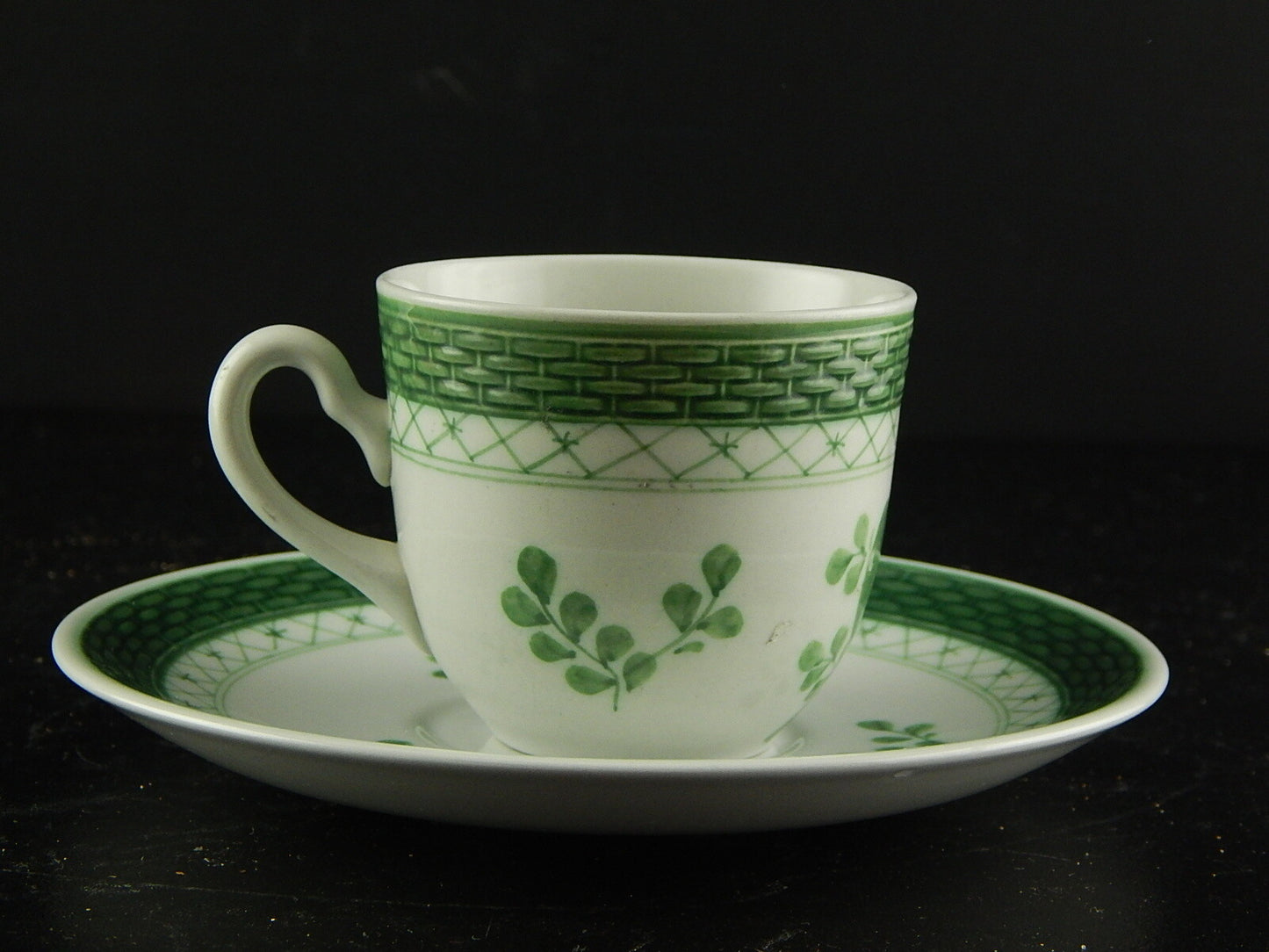 ROYAL COPENHAGEN CERAMICA FAJANCE GREEN FLOWER TAZZA DIPINTA MANO FIORI VERDI