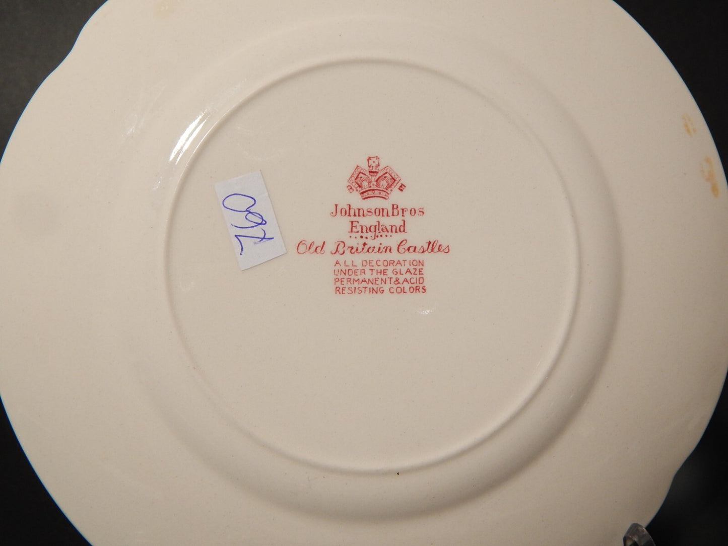 VINTAGE JOHNSON BROS OLD BRITAIN CASTLE PIATTO DOLCE SEMI PORCELLANA ROSSO