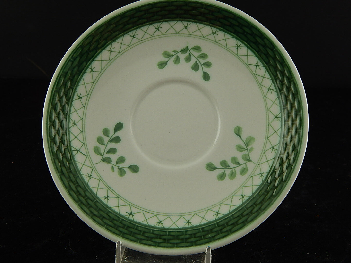 ROYAL COPENHAGEN CERAMICA FAJANCE GREEN FLOWER TAZZA DIPINTA MANO FIORI VERDI