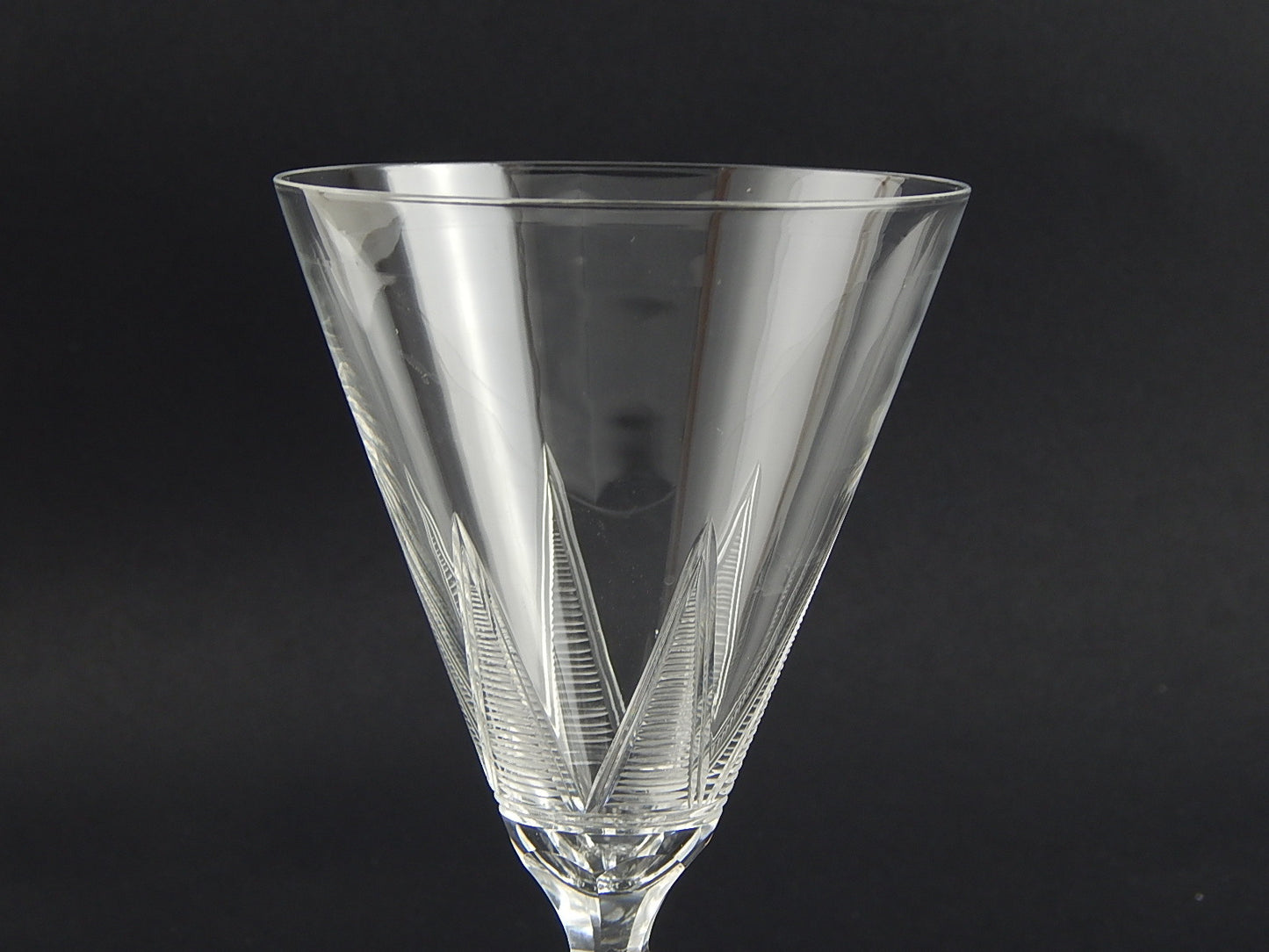 ANTICO BICCHIERE CALICE CRISTALLO INCISO PUNTA DIAMANTE EPOCA ART DECO