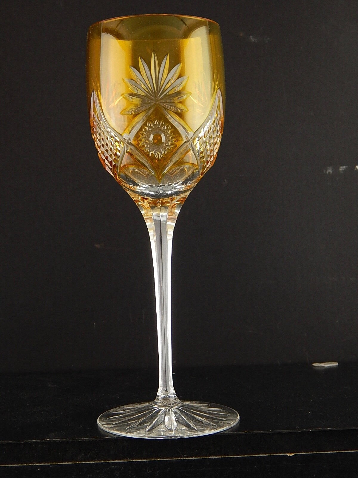 PREZIOSO VINTAGE BICCHIERE CALICE CRISTALLO GERMANIA MOLATO NACHTMANN AMBRA