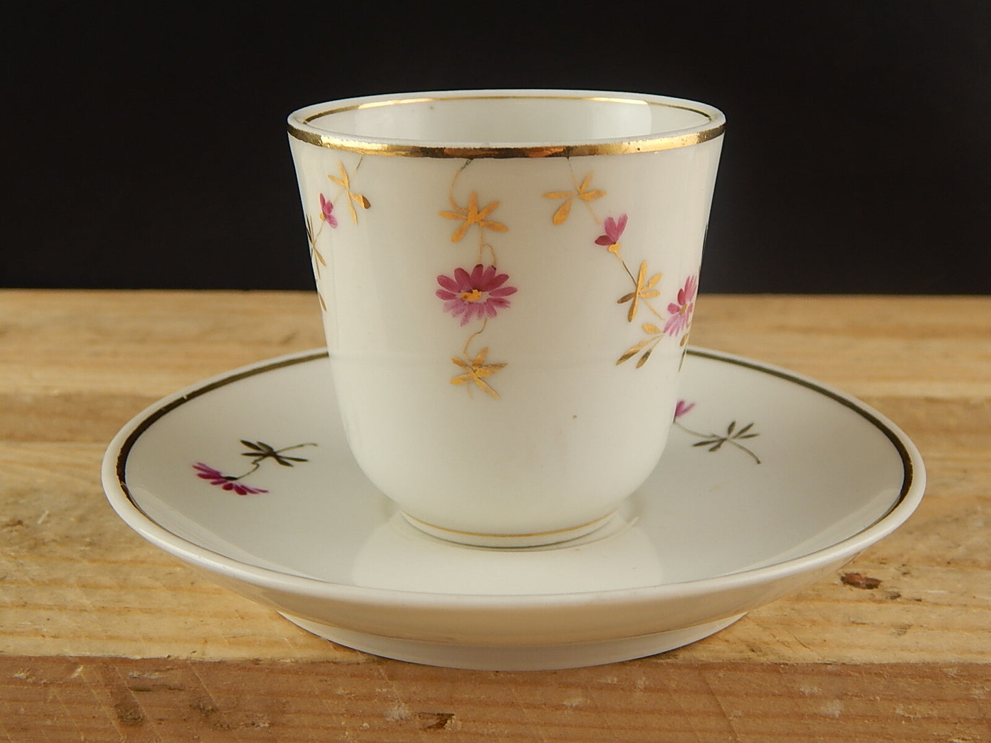 ANTICA TAZZA E PIATTINO PORCELLANA GINORI ART NOUVEAU DIPINTA A MANO #4671