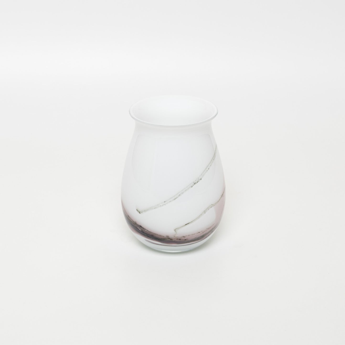 VASO VETRO SOFFIATO OPALINO BIANCO CON DECORO ROSA SAKURA HOLMEGARD MICHAEL BANG