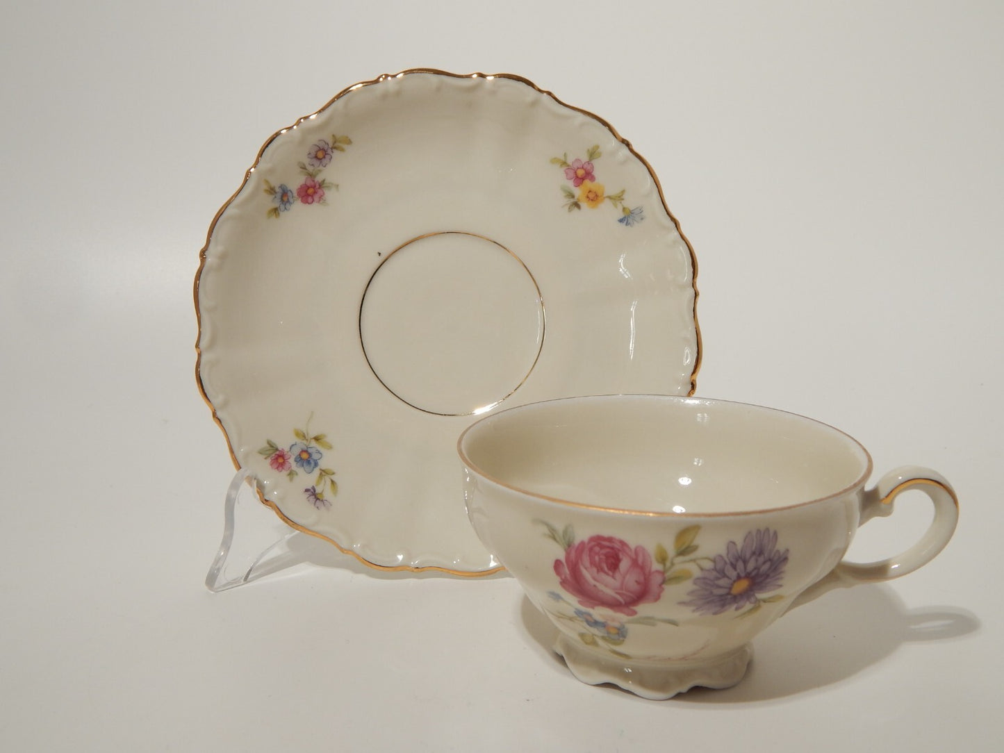 ANTICA TAZZA TE' PORCELLANA BAVARIA SELTMANN WEIDEN THERESIA LA ROSA E LA DALIA#