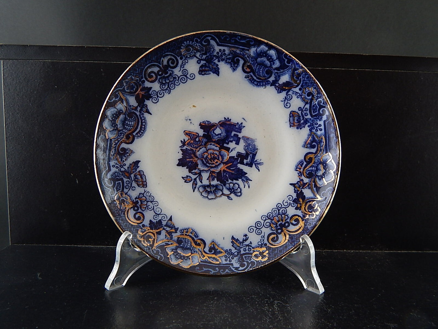 ANTICA RARA TAZZA SCODELLA CERAMICA RICHARD MILANO DECORO JAPON BIANCO BLU E ORO