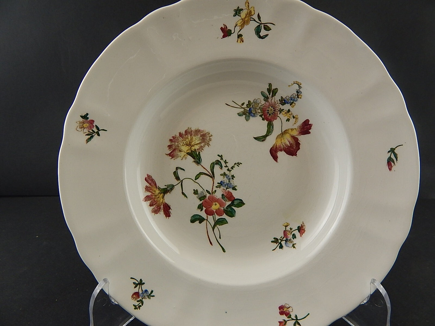 ANTICO 1800 RARISSIMO PIATTO FONDO CERAMICA RICHARD MILANO DECORO DRESDEN A129